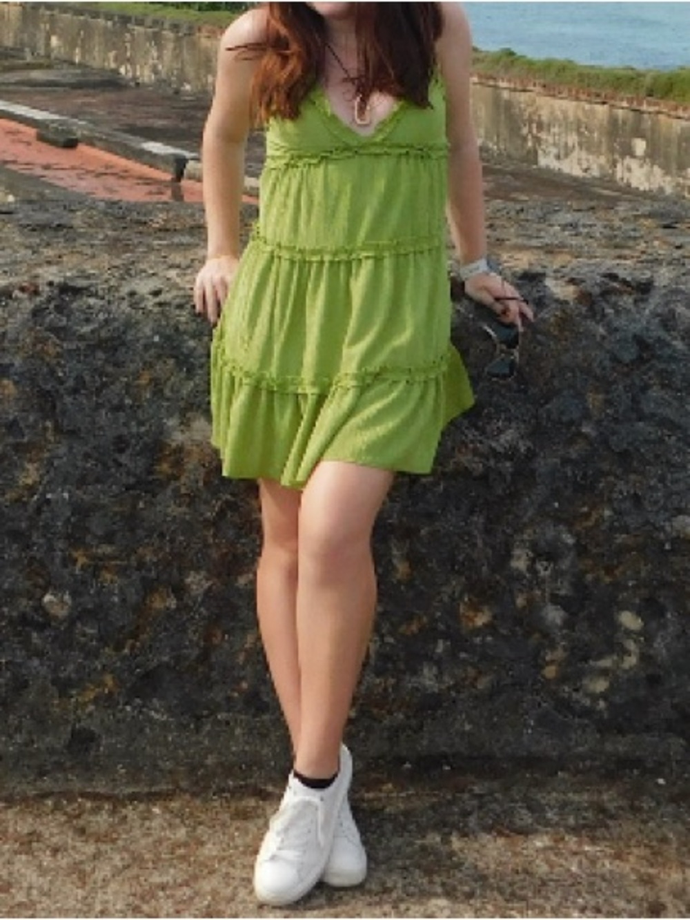 wild fable Lime Green Tiered Mini Dress